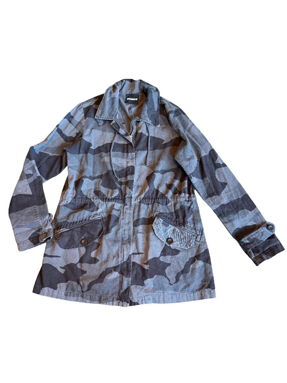 Monrow Black Grey Camo Print Jacket Utility Streetwear 100% Cotton Size Medium